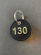 Round 130 Embroidered Keyring - Black
