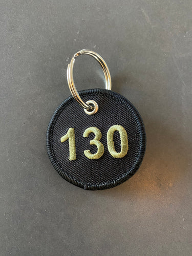 Round 130 Embroidered Keyring - Black