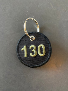 Round 130 Embroidered Keyring - Black