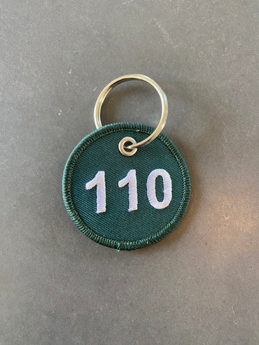 Round 110 Embroidered Keyring - Green