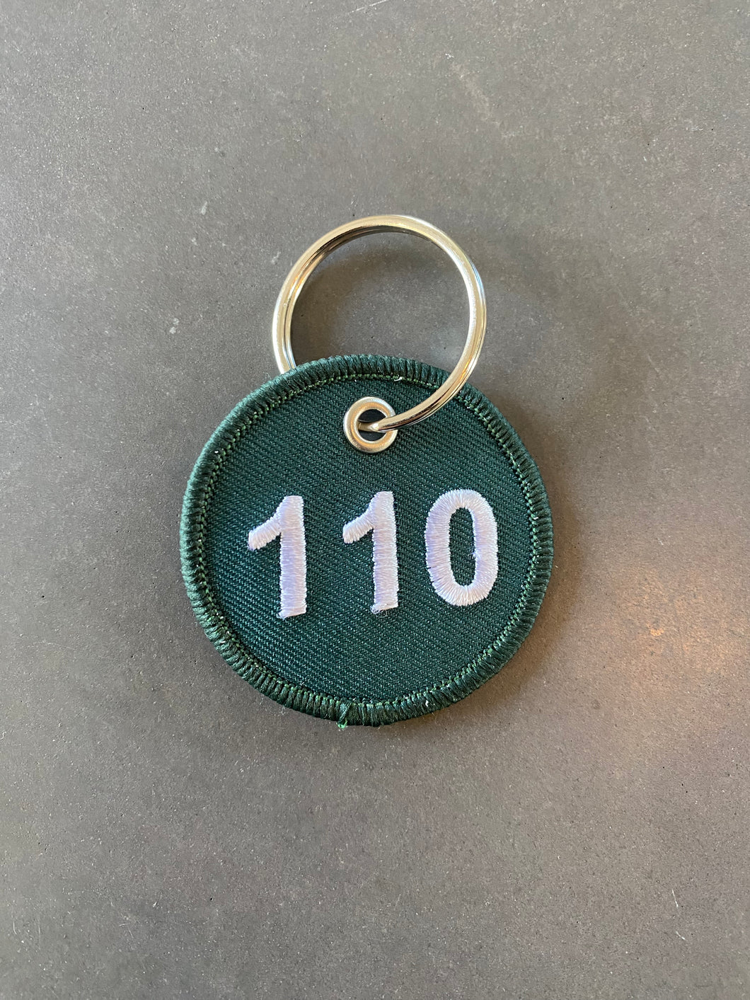 Round 110 Embroidered Keyring - Green