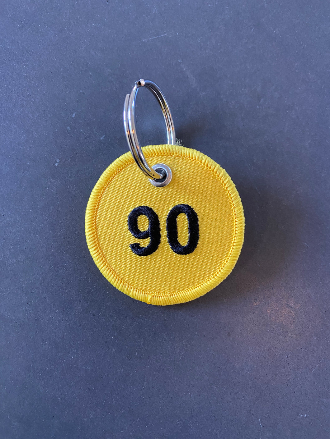 Round 90 Embroidered Keyring - yellow