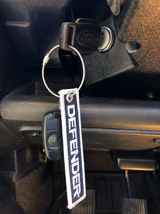 Land Rover DEFENDER Embroidered Key Ring - Blk & Silver