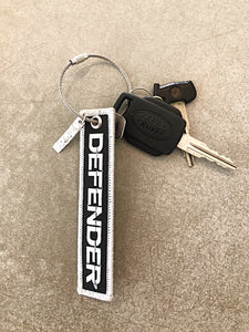 Land Rover DEFENDER Embroidered Key Ring - Blk & Silver