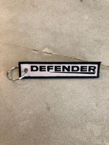 Land Rover DEFENDER Embroidered Key Ring - Grey & Blk