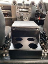 Defender rear mount cubby cup holder