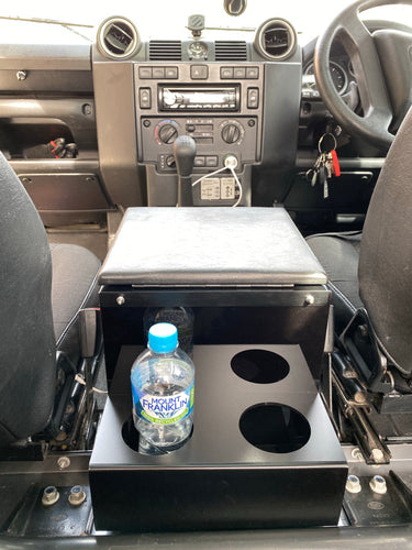 Defender rear mount cubby cup holder